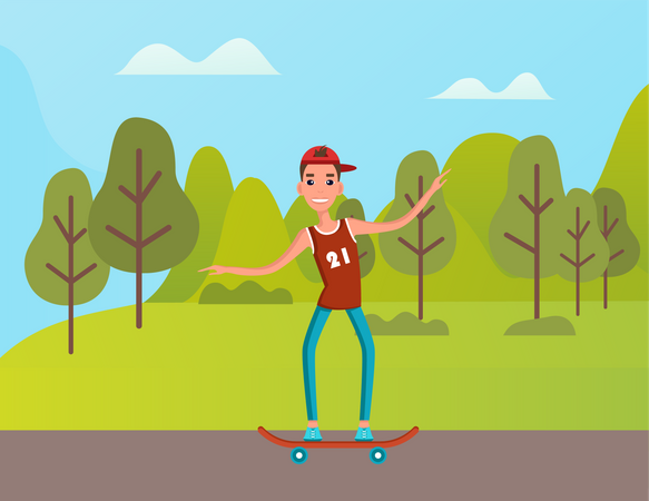 Boy doing skating in Park  Illustration