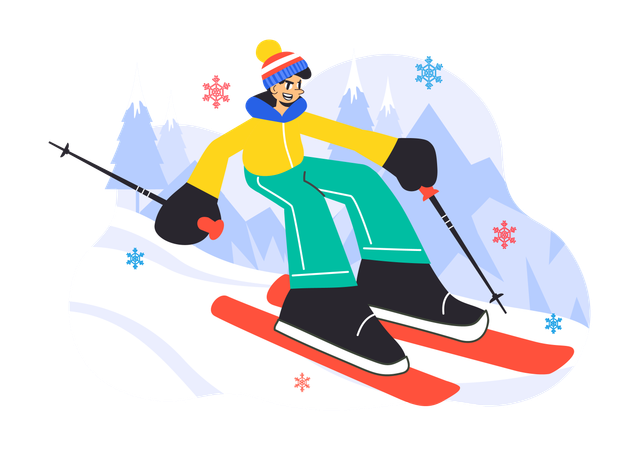 Boy doing skiing activity  Illustration