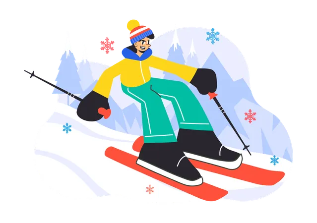 Boy doing skiing activity  Illustration