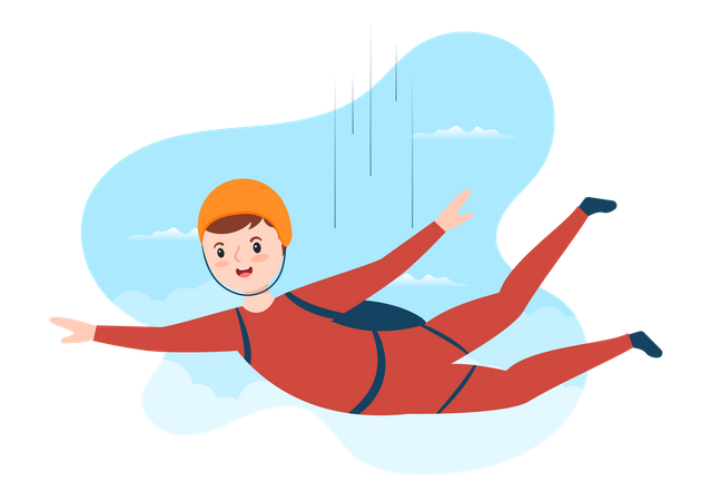 Boy doing sky diving Illustration