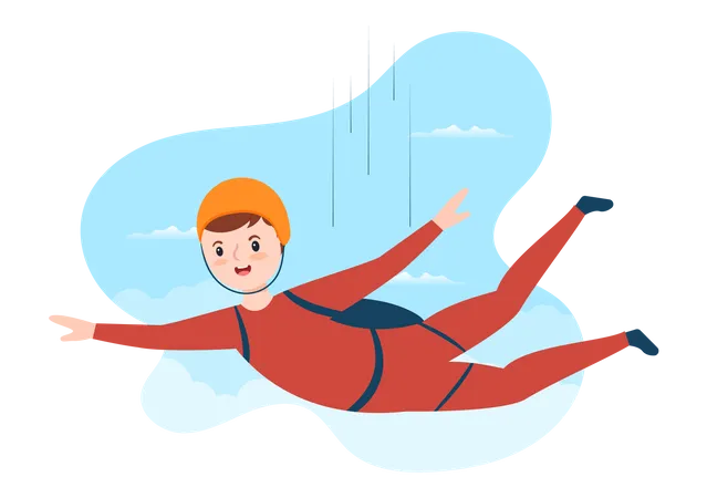 Boy doing sky diving Illustration