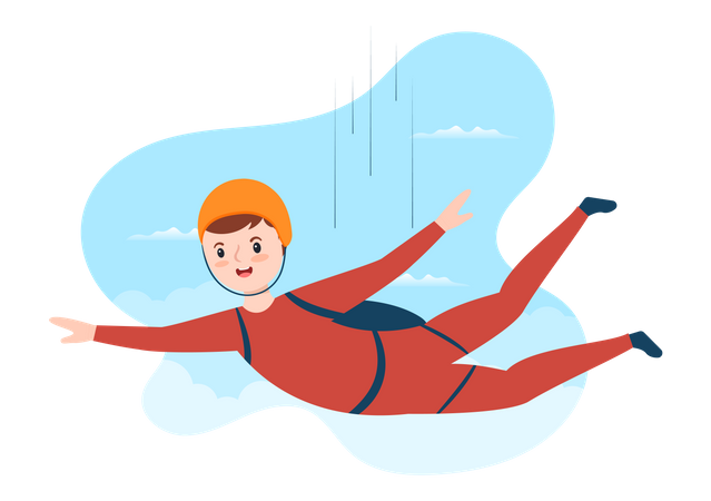 Boy doing sky diving  Illustration