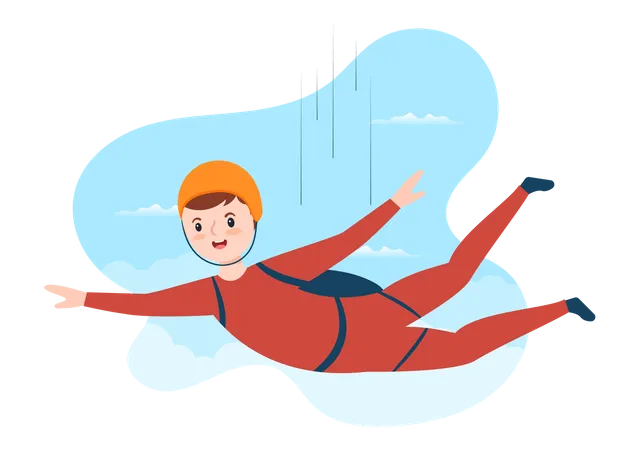 Boy doing sky diving  Illustration