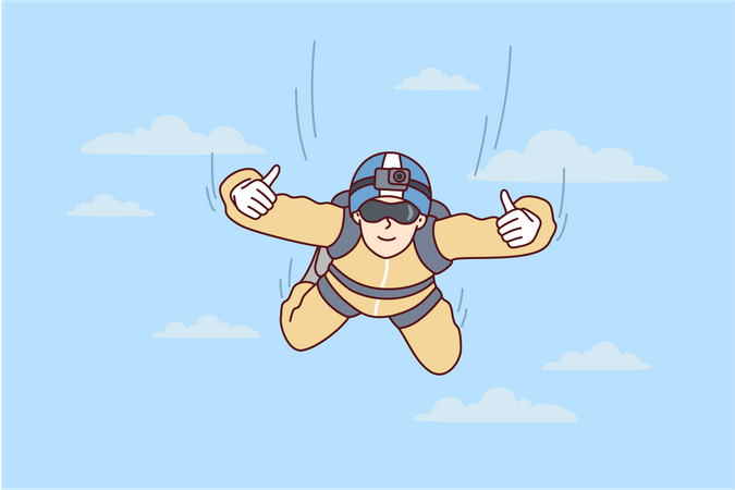 Boy doing skydiving Illustration