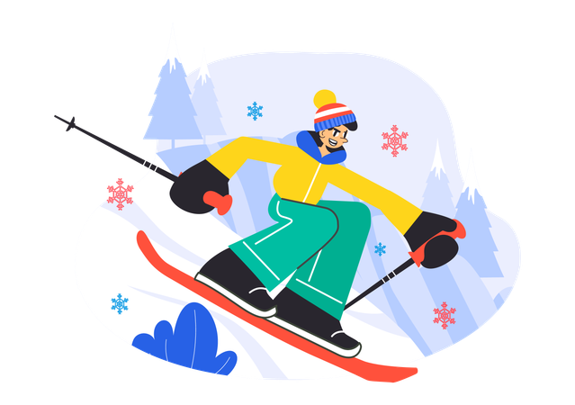 Boy doing snow skiing  Illustration