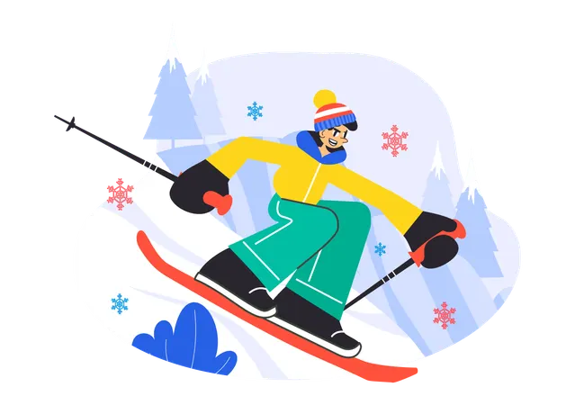 Boy doing snow skiing  Illustration