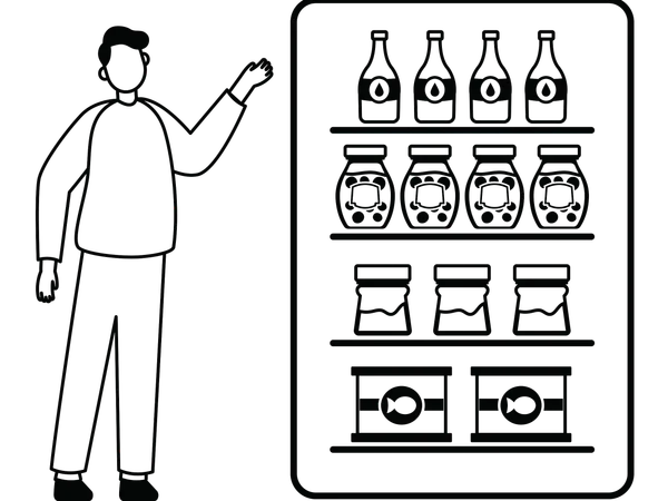 Boy doing stock management  Illustration