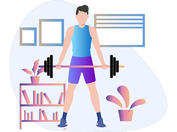 Boy doing strength training  Illustration