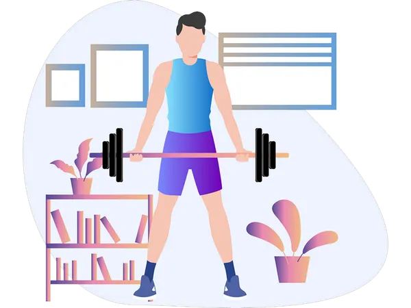 Boy doing strength training  Illustration