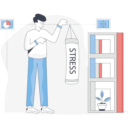 Boy  doing stress release  Illustration