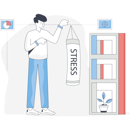 Boy  doing stress release  Illustration