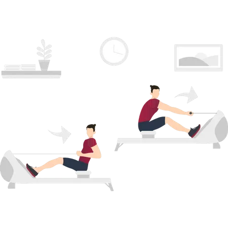 Boy doing stretching exercises  Illustration