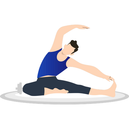 Boy doing stretching exercises  Illustration