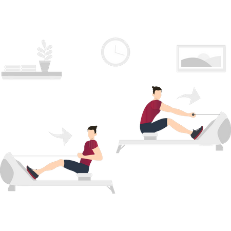 Boy doing stretching exercises  Illustration