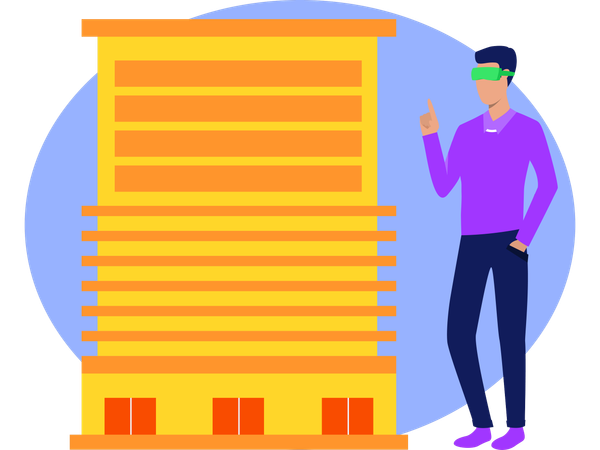 Boy Doing Study Using Vr Technology  Illustration