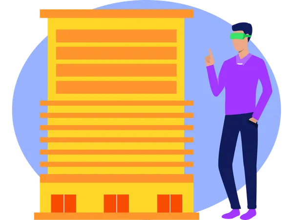 Boy Doing Study Using Vr Technology  Illustration