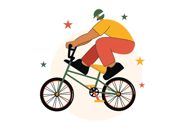 BMXバイクを使ってスタントをする少年  イラスト