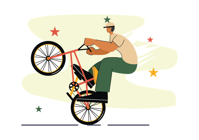 Boy doing stunt using bmx bike  Illustration