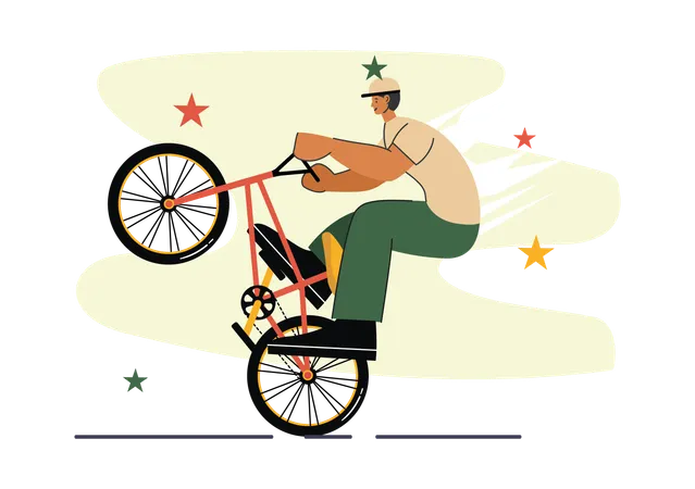 Boy doing stunt using bmx bike  Illustration