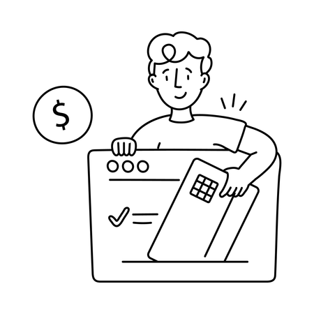 Boy doing successful payment  Illustration