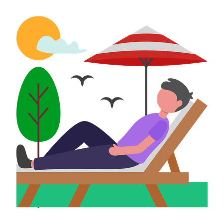 Boy doing sun bathing  Illustration