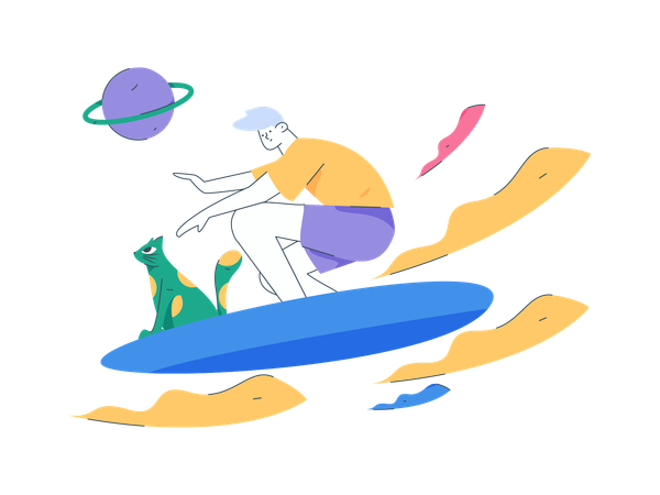 Boy doing surfing  Illustration