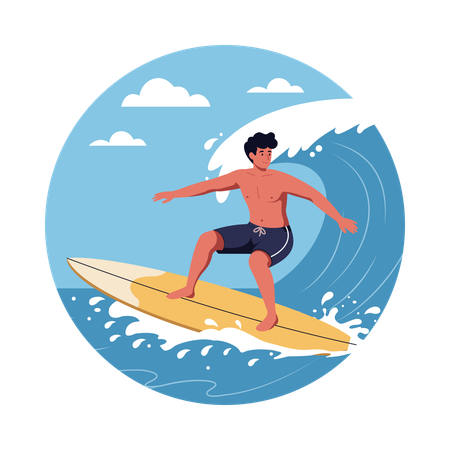 Boy doing surfing  Illustration