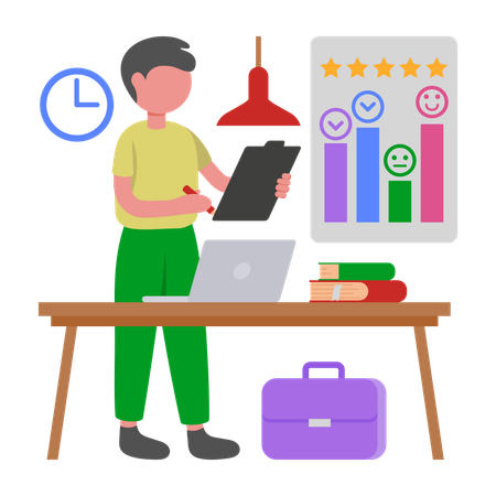 Boy doing Survey Analysis  Illustration