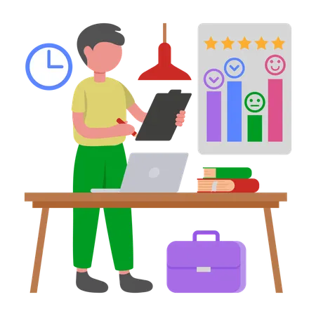 Boy doing Survey Analysis  Illustration