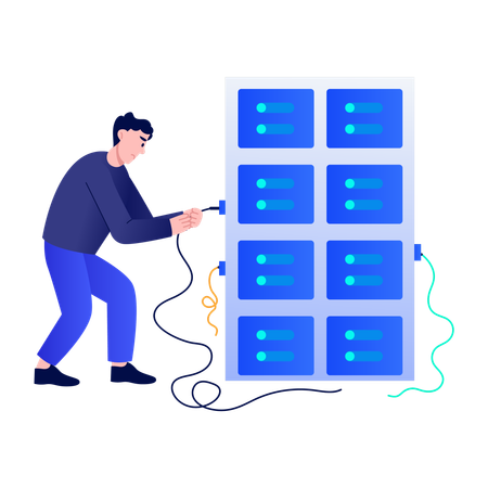Boy doing system breach  Illustration