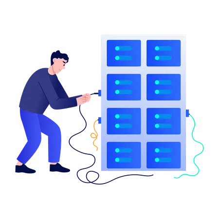Boy doing system breach  Illustration