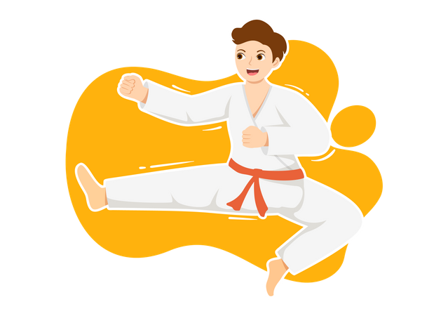 BOy doing taekwondo  Illustration