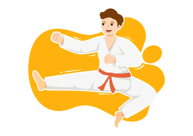 BOy doing taekwondo  Illustration