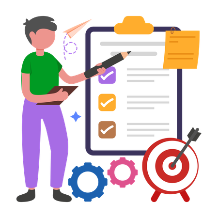 Boy doing Task Management  Illustration