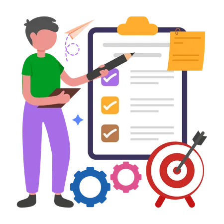 Boy doing Task Management  Illustration