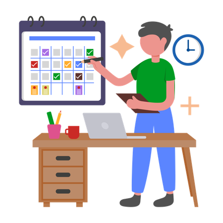 Boy doing Task Organisation  Illustration