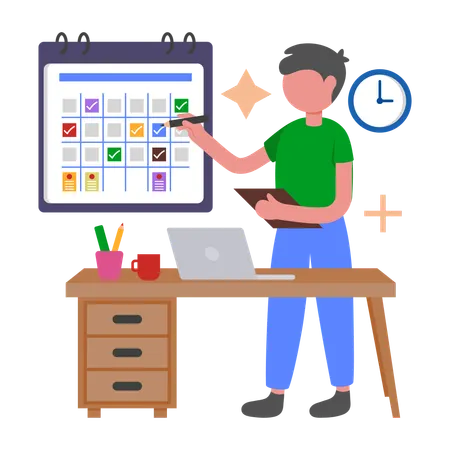 Boy doing Task Organisation  Illustration
