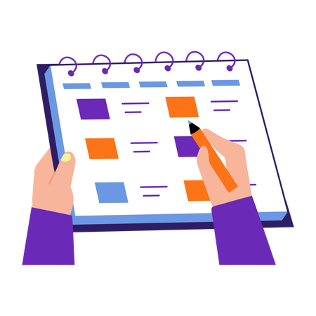 Boy doing task scheduling  Illustration
