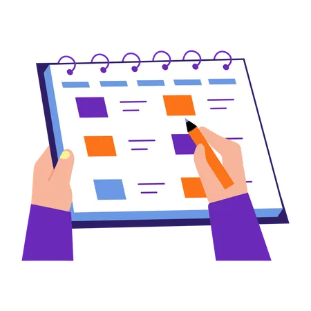 Boy doing task scheduling  Illustration