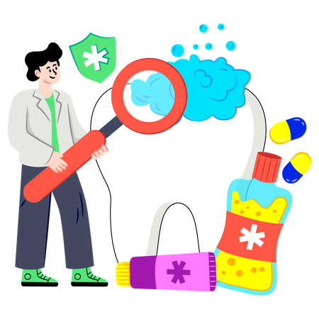 Boy doing tooth analysis  Illustration