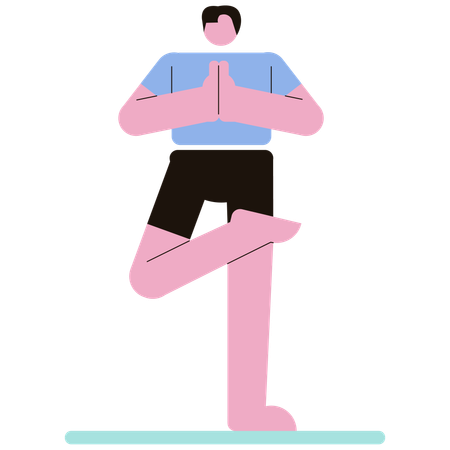 Boy doing Tree Pose  Illustration