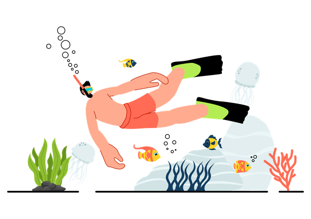 Boy doing underwater swimming  Illustration