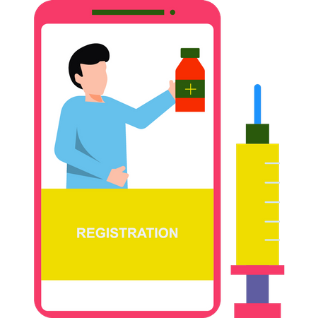 Boy doing vaccination registration  Illustration