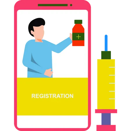 Boy doing vaccination registration  Illustration