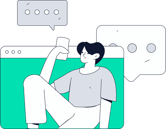 Boy doing video call session  Illustration