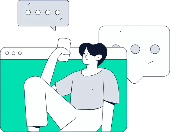 Boy doing video call session  Illustration