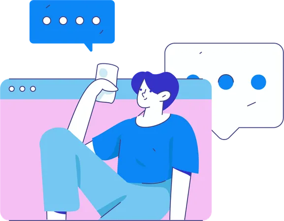 Boy doing video call session  Illustration