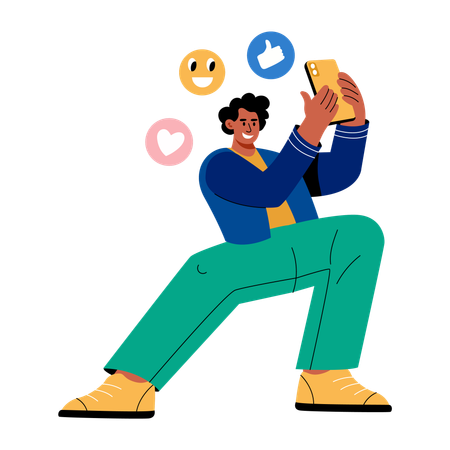 Boy doing viral marketing  Illustration