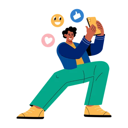 Boy doing viral marketing  Illustration