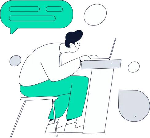 Boy doing virtual conference  Illustration